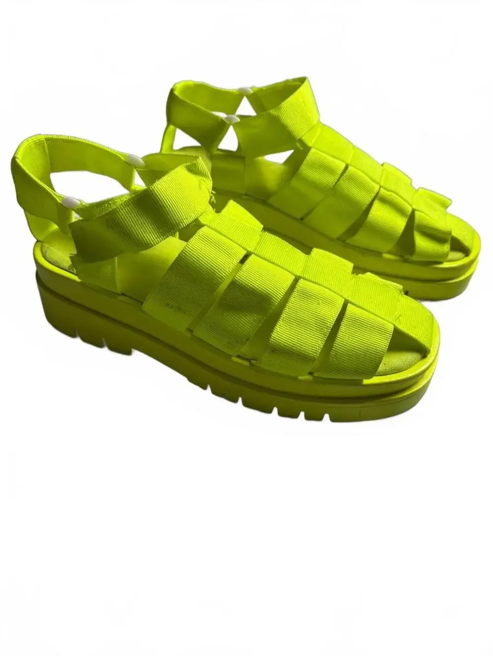 Neon Yellow Strappy Platform Sandals